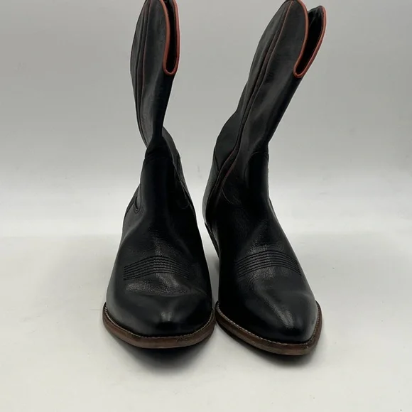 NEW Free People Borderline Black Heeled Boots with Classic Western Style - Picture 4 of 7